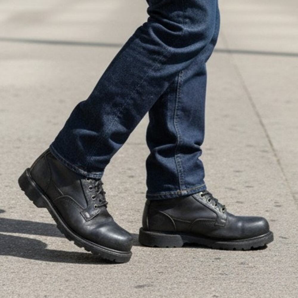 BRAHMA Men's Black Leather Steel Toe Work Boots - Size: 7W